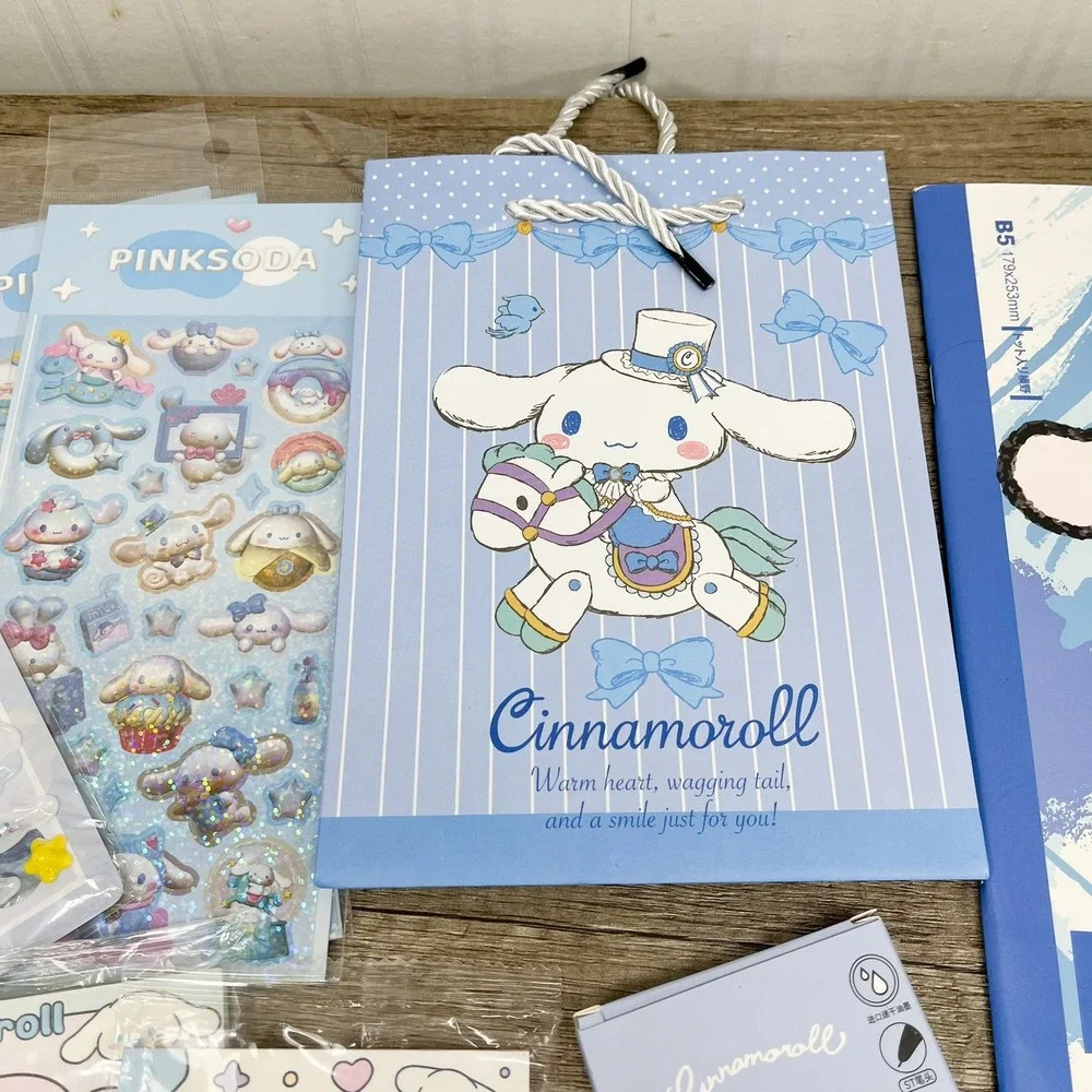 Sanrio Cinnamoroll Stationery Set Notebook Pens Stickers Memo Pads Hair Ties Lot